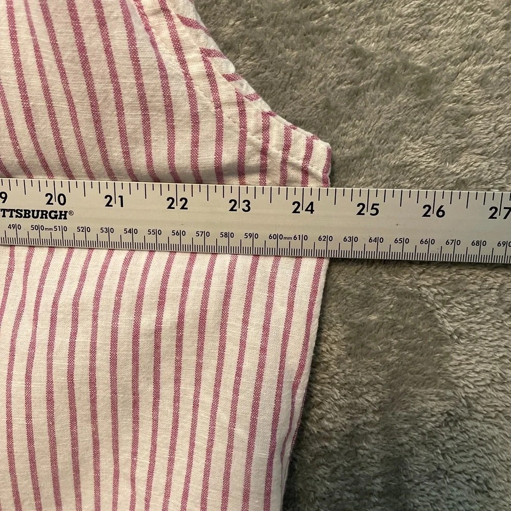 Banana Republic Men XL Linen Cotton Blend Short Sleeve Striped Slim Fit Shirt
